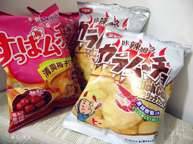 【零食】台灣湖池屋 酸叭姆久平切洋芋片 清爽梅子口味 咔辣姆久厚切洋芋片 黑胡椒蝦口味